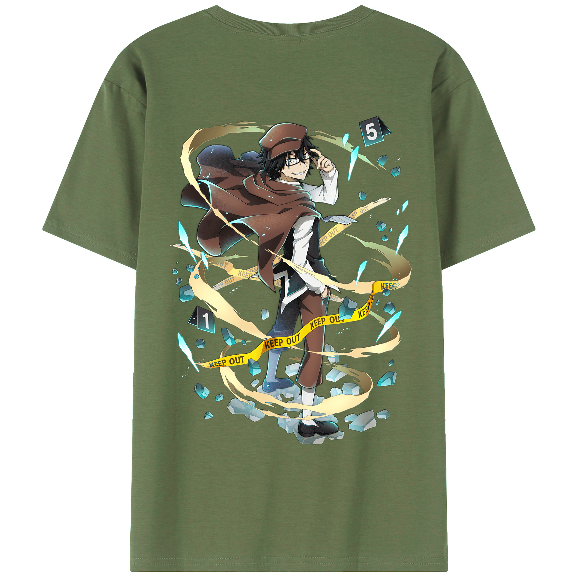（画像用） 文豪ストレイドッグス Bungo Stray Dogs 綿100％ メンズ半袖Tシャツ（バックプリント） 通気性